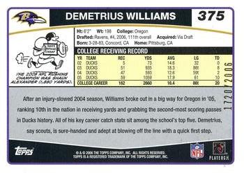 2006 Topps - Gold #375 Demetrius Williams Back