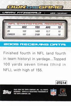 2006 Topps - Own the Game #OTG14 Larry Fitzgerald Back