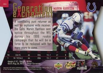 1997 Upper Deck UD3 - Generation Excitement #GE6 Marvin Harrison Back