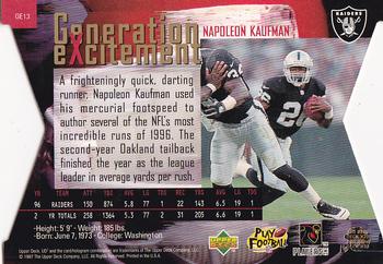 1997 Upper Deck UD3 - Generation Excitement #GE13 Napoleon Kaufman Back