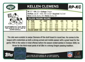 2006 Topps - Rookie Premiere Autographs #RP-KC Kellen Clemens Back