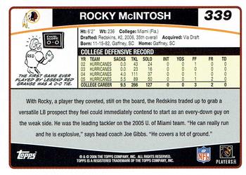 2006 Topps - Special Edition Rookies #339 Rocky McIntosh Back