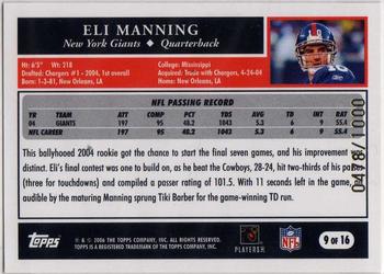 2006 Topps Super Bowl XL Card Show #9 Eli Manning Back