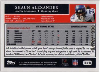 2006 Topps Super Bowl XL Card Show #11 Shaun Alexander Back