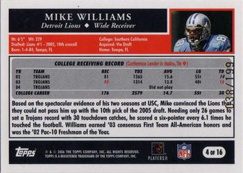 2006 Topps Super Bowl XL Card Show - Platinum #4 Mike Williams Back