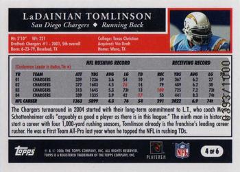 2006 Topps Super Bowl XL NFL Experience #4 LaDainian Tomlinson Back