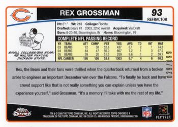 2006 Topps Chrome - Black Refractors #93 Rex Grossman Back