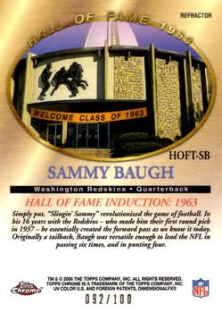 2006 Topps Chrome - Hall of Fame Tribute Refractors #HOFT-SB Sammy Baugh Back