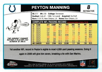2006 Topps Chrome - Refractors #8 Peyton Manning Back