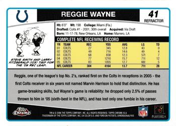 2006 Topps Chrome - Refractors #41 Reggie Wayne Back