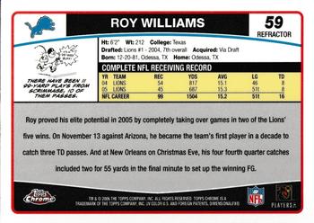 2006 Topps Chrome - Refractors #59 Roy Williams Back