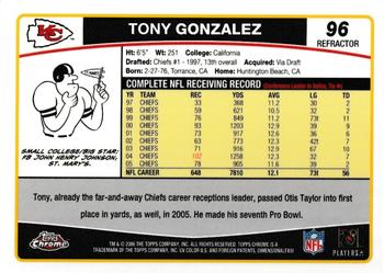 2006 Topps Chrome - Refractors #96 Tony Gonzalez Back