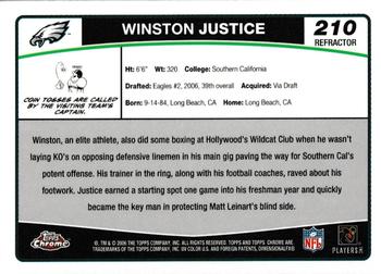2006 Topps Chrome - Refractors #210 Winston Justice Back