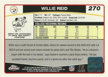 2006 Topps Chrome - Rookie Autographs #270 Willie Reid Back