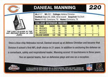 2006 Topps Chrome - Special Edition Rookies #220 Danieal Manning Back