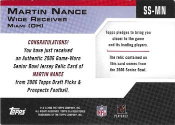 2006 Topps Draft Picks & Prospects - Senior Standout Jersey #SS-MN Martin Nance Back