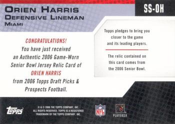 2006 Topps Draft Picks & Prospects - Senior Standout Jersey #SS-OH Orien Harris Back