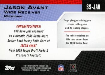 2006 Topps Draft Picks & Prospects - Senior Standout Jersey #SS-JAV Jason Avant Back