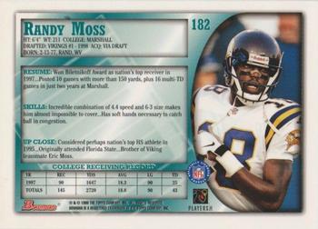 1998 Bowman #182 Randy Moss Back