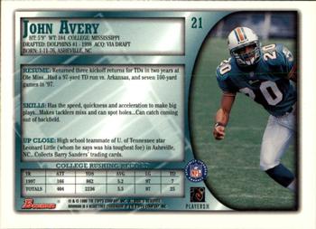1998 Bowman #21 John Avery Back