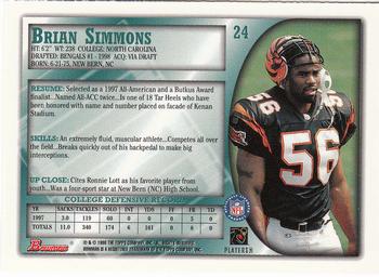1998 Bowman #24 Brian Simmons Back