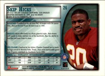 1998 Bowman #26 Skip Hicks Back