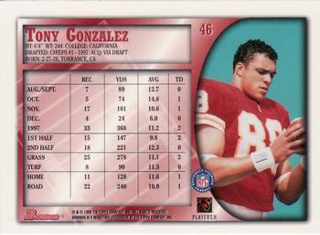 1998 Bowman #46 Tony Gonzalez Back