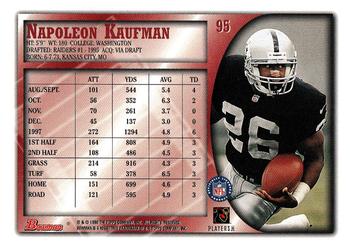 1998 Bowman #95 Napoleon Kaufman Back