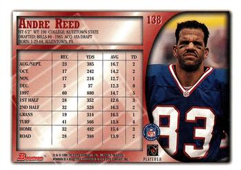 1998 Bowman #138 Andre Reed Back