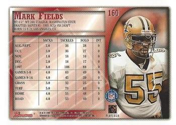 1998 Bowman #160 Mark Fields Back