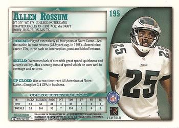 1998 Bowman Chrome #195 Allen Rossum Back