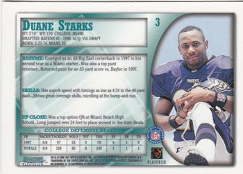 1998 Bowman Chrome #3 Duane Starks Back