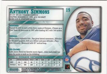 1998 Bowman Chrome #19 Anthony Simmons Back