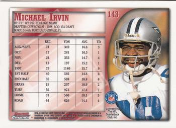 1998 Bowman Chrome #143 Michael Irvin Back
