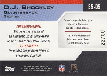 2006 Topps Draft Picks & Prospects - Senior Standout Jersey Silver #SS-DS D.J. Shockley Back