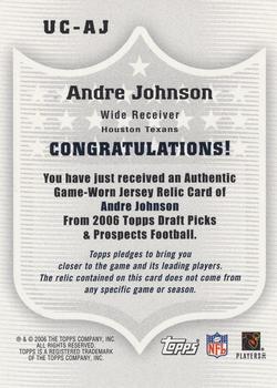 2006 Topps Draft Picks & Prospects - Upperclassmen Jersey #UC-AJ Andre Johnson Back