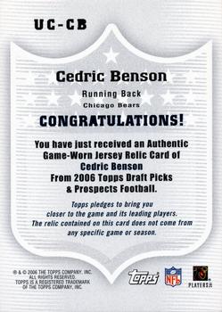 2006 Topps Draft Picks & Prospects - Upperclassmen Jersey #UC-CB Cedric Benson Back
