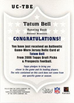 2006 Topps Draft Picks & Prospects - Upperclassmen Jersey #UC-TBE Tatum Bell Back