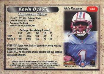1998 Bowman's Best #106 Kevin Dyson Back