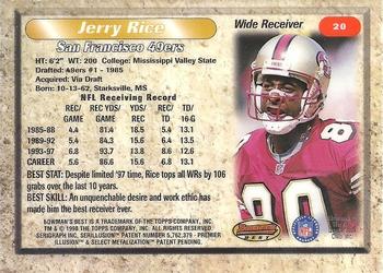 1998 Bowman's Best #20 Jerry Rice Back