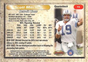 1998 Bowman's Best #76 Scott Mitchell Back