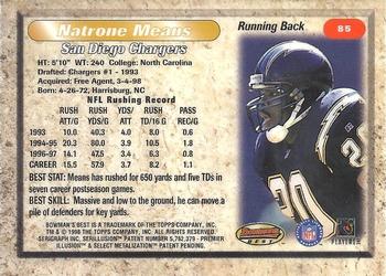 1998 Bowman's Best #85 Natrone Means Back