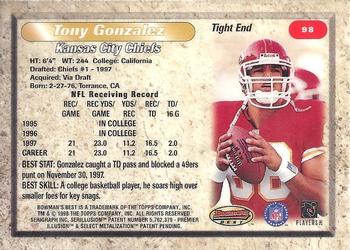 1998 Bowman's Best #98 Tony Gonzalez Back