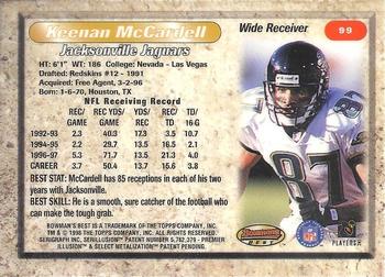 1998 Bowman's Best #99 Keenan McCardell Back