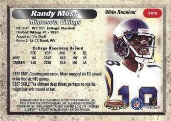 1998 Bowman's Best #109 Randy Moss Back