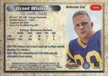 1998 Bowman's Best #114 Grant Wistrom Back