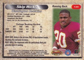 1998 Bowman's Best #120 Skip Hicks Back