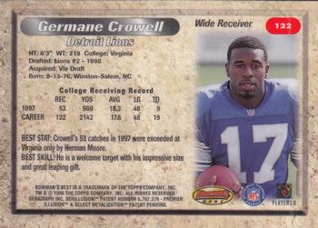 1998 Bowman's Best #122 Germane Crowell Back