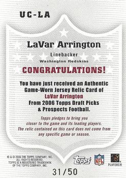 2006 Topps Draft Picks & Prospects - Upperclassmen Jersey Silver #UC-LA LaVar Arrington Back
