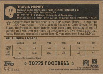 2006 Topps Heritage - Black Backs #18 Travis Henry Back